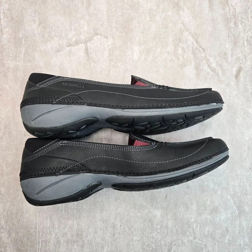 Merrell Square Toe Loafers Size 8 Leather Comfort Preppy Work Slip On Flat Shoes - Picture 5 of 10